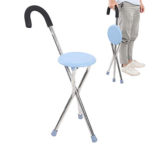 Bastón Plegable de Acero Inoxidable, bastón portátil de Altura Ajustable para Caminar para Personas Mayores y discapacitadas, Taburete, Silla con muleta Plegable, Viajes al Aire Libre