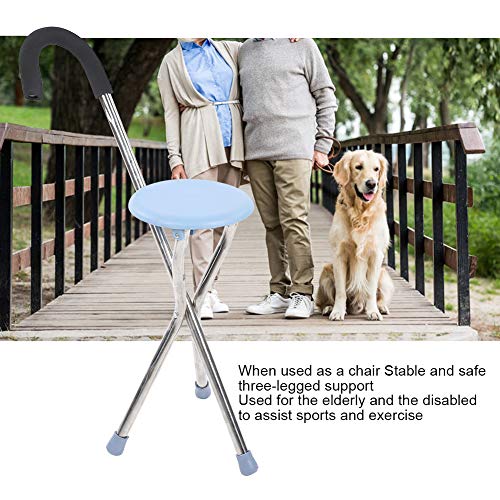 Bastón Plegable de Acero Inoxidable, bastón portátil de Altura Ajustable para Caminar para Personas Mayores y discapacitadas, Taburete, Silla con muleta Plegable, Viajes al Aire Libre