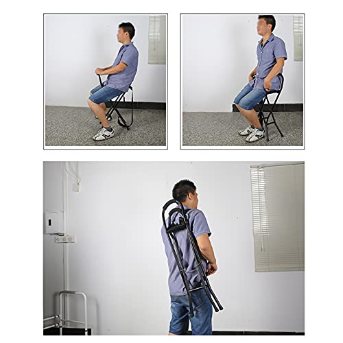 Bastones para Mayores con Asiento,con Cuerda Trasera AleacióN De Aluminio De Cuatro Patas Baston con Asiento PortáTil Estable Y Antideslizante,BastóN Plegable para Personas Mayores