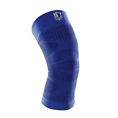 BAUERFEIND Sports Compression Knee Support NBA 1 Deportiva Deportes de Pelota, Rodillera para Baloncesto, Unisex-Adult, Azul con el Logo de los Dallas Mavericks, S