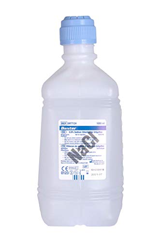 Baxter Nacl 0.9% Sodio Cloruro (Salino) para Irrigación Uno Litro (1000ml) - Paquete de 6 Botellas