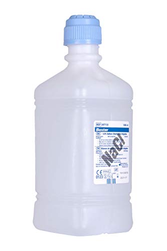 Baxter Nacl 0.9% Sodio Cloruro (Salino) para Irrigación Uno Litro (1000ml) - Paquete de 6 Botellas