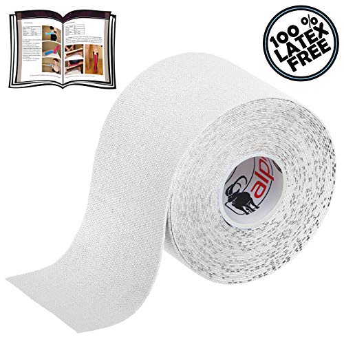 BB Sport 6 Rollos Cinta Kinesiología Tape 5 m x 5 cm Cinta Muscular E- Book Ejemplos Aplicación, Color:blanco