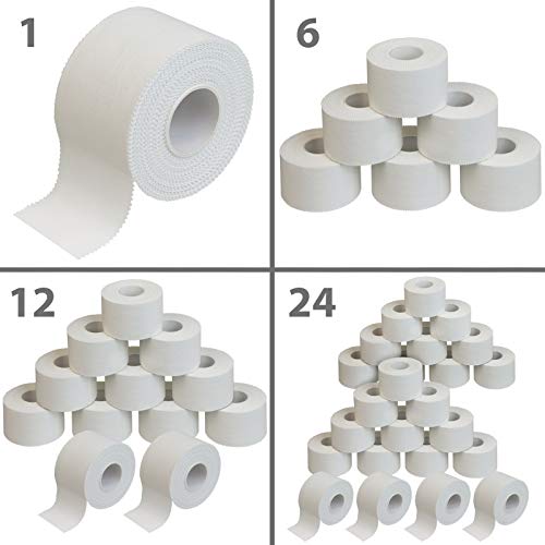 BB Sport Sport Tape 3.8 cm x 10 m Cinta Adhesiva Deportiva Blanco en Diferentes cantidades, Cantidad:6 Rollos