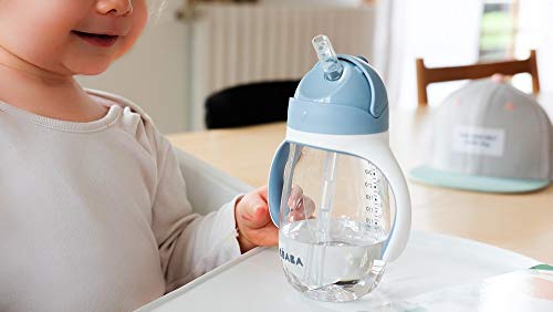 BÉABA Vaso de Aprendizaje con Boquilla para Bebe, Biberón 100 % hermético, Taza Antigoteo con pajita, Antiderrame, 2 en 1, Asas extraíbles, Resistente, Tritan y silicona, 300ml, Rosa