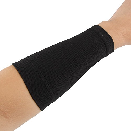 Beauty7 2 Pcs Negro Carne Manguitos Cubierta del Tatuaje Unisex Lycra Elástico de la Fibra de Poliéster Amina Proteger la Muñeca Manos Mangas Ropa y Uniformes Seguridad Deporte (190~210mm)