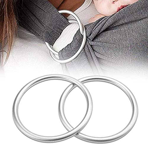 Bebé del Anillo del Abrigo Portabebés Sling Ring Anillo Envolvente para Bebé Anillo Portabebés Anillos de Aluminio para Cabestrillo de Bebé para Niños Pequeños, Viajes, Compras, Plateado, 2 Piezas