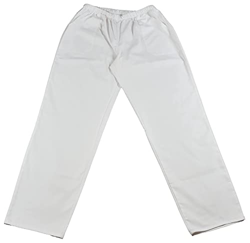 BeBright Uniformes Sanitarios Mujer y Hombre, Pijama Médico Blanco, Casaca y Pantalón Enfermera (Blanco, XL)