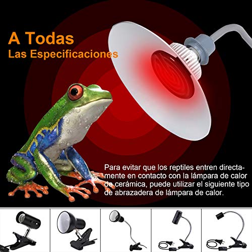 bedee 2 Unidades Bombilla Calor, Bombilla de Ceramica Reptil 100W, Lámpara de Calor Infrarrojo de Cerámica, Bombilla Ceramica Calor Lampara para Tortuga, Serpiente, Lagartos, Pollos, E27, Negro