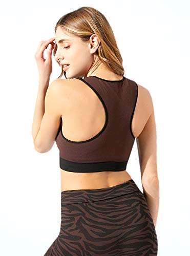 BeGood - Top deportivo reversible marrón-negro hidratante con doble sujeción - L, Negro-Marrón