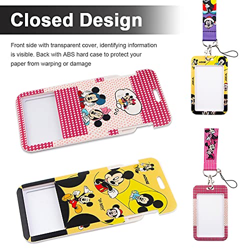 BESTZY 2Piezas Cordón de Mickey,Correa Para el Cuello, Lanyard con Soporte para Tarjetas,llavero con Portatarjetas Transparentes para Tarjetas de Identificación