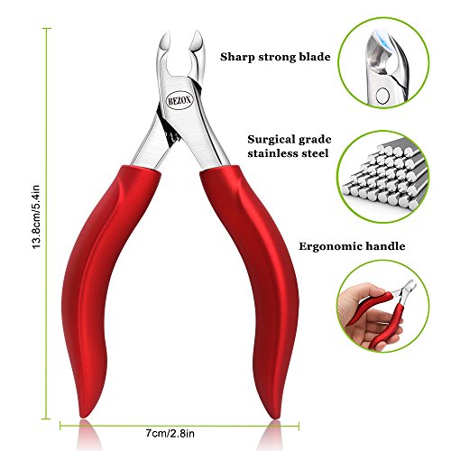 BEZOX Alicates Cortaúñas de Precisión para uñas Gruesas con Hongos o Incrustadas con Estuche de Metal