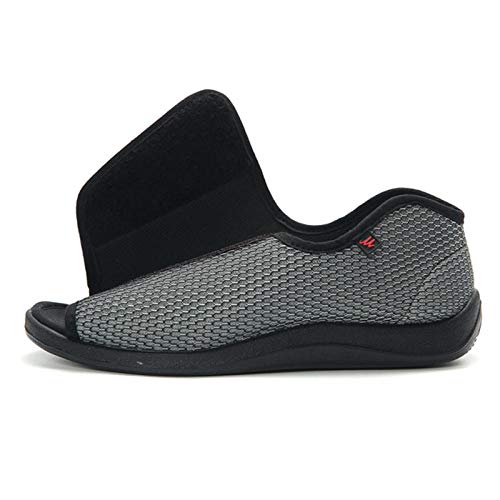 B/H Zapato Ajustable y cómodo para la Diabetes,Zapatos de Velcro Ajustables, pies gordos hinchados y Zapatos Anchos de Pulgar Anchos-Gray_37,Pantuflas Pacientes diabéticos