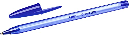 BIC Cristal Bolígrafos, Soft, Azul, Óptimo para material escolar,Punta Media (1.2mm), 10 unidades