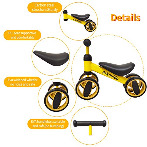 Bicicleta De Equilibrio para Niños Bebés|Andador para Niños De 1 a 3 Años|Bicicleta para Bebés Sin Pádel|Juguetes para Montar|Regalo De Cumpleaños para Niñas y Niños (Amarillo)