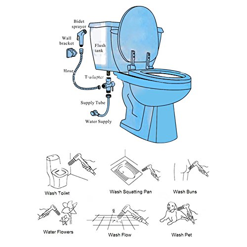 Bidet para Inodoro Pulverizador Bidet Bidet Shower Ducha Higienica Abs Bidet Pulverizador de Mano Shattaf Paño Pañal Pulverizador Bidet Ajustable Inodoro Limpiador de Agua Para Aseo Personal