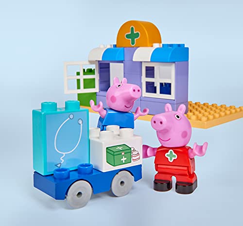 Big 800057144 Maletín Médico Bloques de Construcción Pig, 32 Piezas, Incluye Figuras de Peppa y George, Adecuado a Partir de 18 Meses