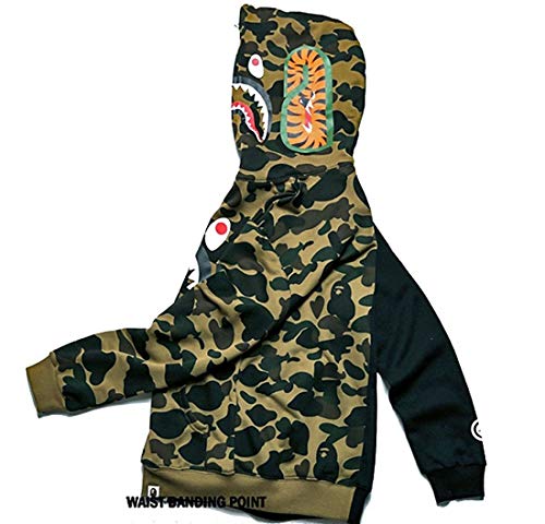 Big Mouth Shark Ape Bape Camo Hombres Mujeres Sudaderas Sudaderas Sudadera Casual Zip Up Hip Hop Funny Tops H-0black, Negro, X-Large