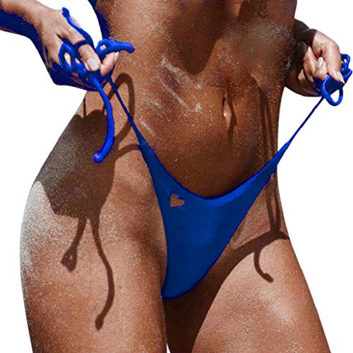 Bikini Tanga Mujer 2019 SHOBDW Sexy Bañador Mujer Playa de Verano Vendaje Color Sólido Traje de Baño Mujer Bañadores de Mujer(Azul,M)