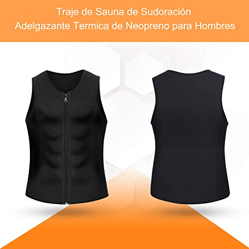 Bingrong Chaleco Sauna Hombre Fajas Reductoras Adelgazantes Hombres Compresion de Neopreno Chaleco para Adelgazante Sudoración con Cremallera para Deporte Fitness