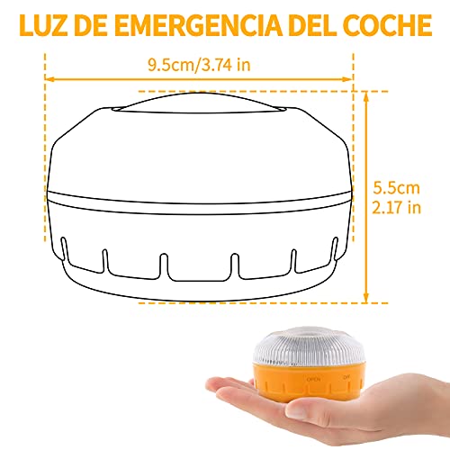 BNEHHOV Luz de Emergencia V16 Homologada Luz de Avería Baliza de Emergencia Coche de Acuerdo con los Requisitos de la DGT LED de Alta Intensidad Luces de Emergencia Apta para días lluviosos y nevados