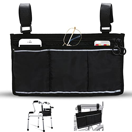 Bolsa De Almacenamiento para Silla De Ruedas, Bolsa De Transporte para Accesorios De Silla De Ruedas, Silla de Movilidad Lateral, Ayuda para Personas Mayores, reposabrazos para Colgar (black)