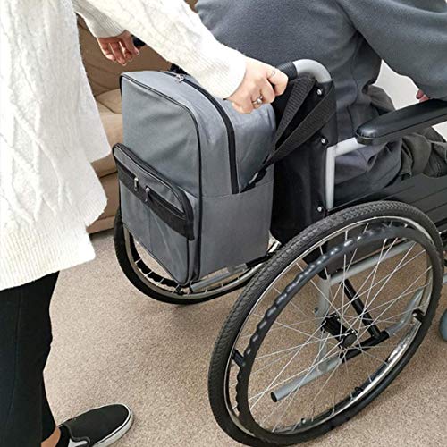 Bolsa Silla De Ruedas, Ayuda A La Movilidad Vespa Mochila para Ancianos, Discapacitados Mayores -Hacer Su Silla De Ruedas Manos Libres Mochila Bolsa/Mochila Scooter Universal,Gris