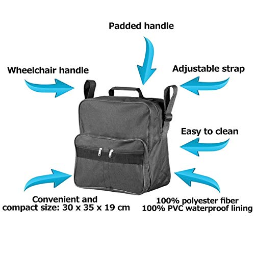 Bolsa Silla De Ruedas, Ayuda A La Movilidad Vespa Mochila para Ancianos, Discapacitados Mayores -Hacer Su Silla De Ruedas Manos Libres Mochila Bolsa/Mochila Scooter Universal,Gris