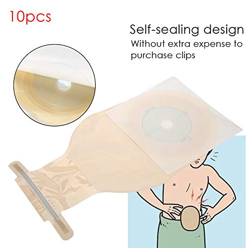 Bolsas de colostomía de 10 piezas/paquete, bolsa de ostomía drenable de una pieza,desechables de suministros de ostomía accesorios para el cuidado del estoma de ileostomía para colonoscopia