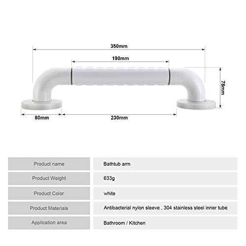 BONADE Asa de Seguridad para Baño Asa Antideslizante Manija de Ducha de Acero Inoxidable Asidero de seguridad para Niños, Mayores, Embarazadas, Mango de Toalla 35 cm