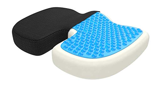 bonmedico Cojín de Asiento Ortopédico con Capa de Gel, Espuma de Memoria para Alivio del Dolor de Coxis, Presión, Úlceras, etc. para el Coche, Oficina o Silla de Ruedas, Estándar