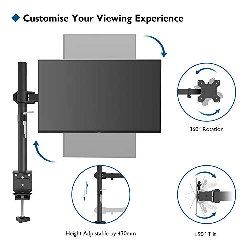 BONTEC Soporte para Monitor 13-32 Zoll y La Base Ajustable de Brazo de Escritorio de Las Pantallas de Monitor de TV, LCD y Computadora Altura Ajustable 10 kg VESA 75x75/100x100 Negro