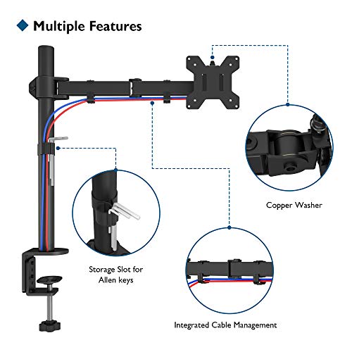 BONTEC Soporte para Monitor 13-32 Zoll y La Base Ajustable de Brazo de Escritorio de Las Pantallas de Monitor de TV, LCD y Computadora Altura Ajustable 10 kg VESA 75x75/100x100 Negro