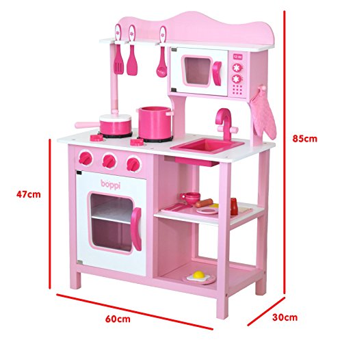 boppi- Cocina de Madera para ni¤os con 19 Accesorios - Rosa