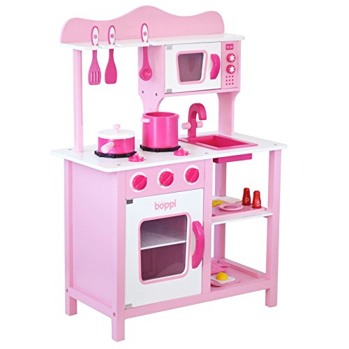 boppi- Cocina de Madera para ni¤os con 19 Accesorios - Rosa