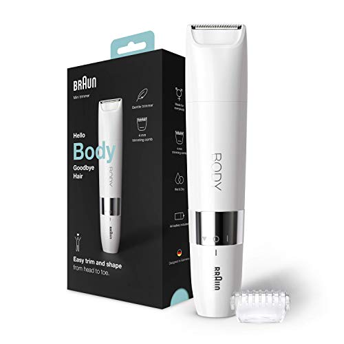 Braun Body Mini Afeitadora Corporal Unix, Depiladora Corporal para Mujer y Hombre con Peine de Recorte, Depilación de Precisión para Ingles, Axilas, Pecho, Uso en Seco y en Mojado, BS1000, Blanco