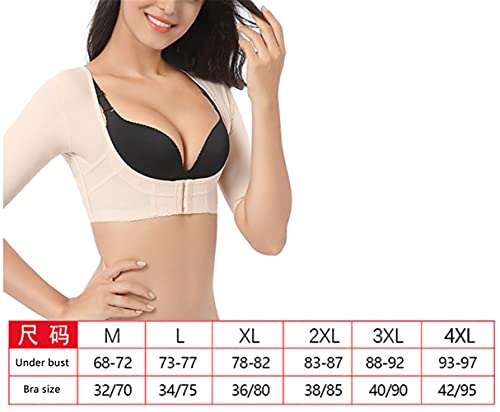 Brazo de Compresión Superior para Mujer, Post Quirúrgico, Corrector de Postura, Top Corto, Corrector Adelgazante, Faja para Espalda, Soporte para El Pecho, Media Manga, Corsé (Beige, L)