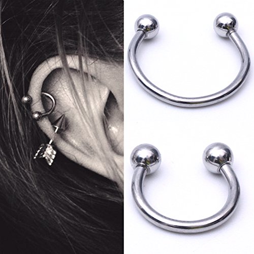 Briana Williams 10pcs Anillos Circulares de Herradura de Plata de Acero quirúrgico para el Labio, joyería Piercing tabique