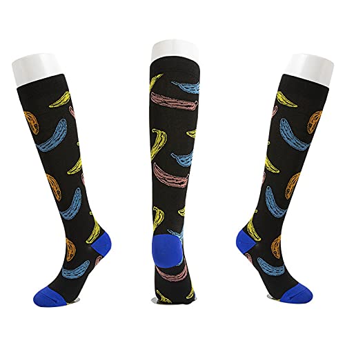 Briskorry Calcetines de compresión unisex para Navidad, calcetines de trombosis, calcetines de compresión, calcetines de colores, calcetines de apoyo, cómodos y largos