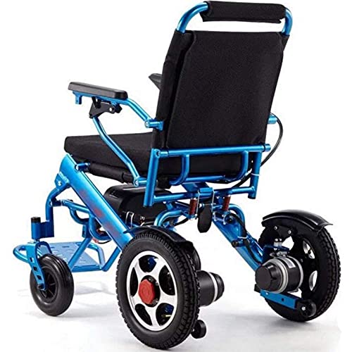 BSJZ Silla de Ruedas eléctrica, Ligera, Plegable, portátil, Joystick de 360 ​​°, Motor Dual, Ayuda a la Movilidad, Silla de Ruedas, batería de Litio de 13 A (Azul)