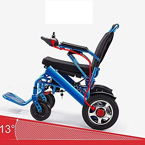 BSJZ Silla de Ruedas eléctrica, Ligera, Plegable, portátil, Joystick de 360 ​​°, Motor Dual, Ayuda a la Movilidad, Silla de Ruedas, batería de Litio de 13 A (Azul)