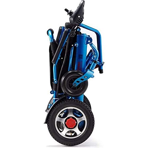 BSJZ Silla de Ruedas eléctrica, Ligera, Plegable, portátil, Joystick de 360 ​​°, Motor Dual, Ayuda a la Movilidad, Silla de Ruedas, batería de Litio de 13 A (Azul)