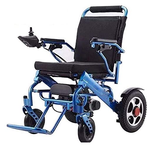 BSJZ Silla de Ruedas eléctrica, Ligera, Plegable, portátil, Joystick de 360 ​​°, Motor Dual, Ayuda a la Movilidad, Silla de Ruedas, batería de Litio de 13 A (Azul)