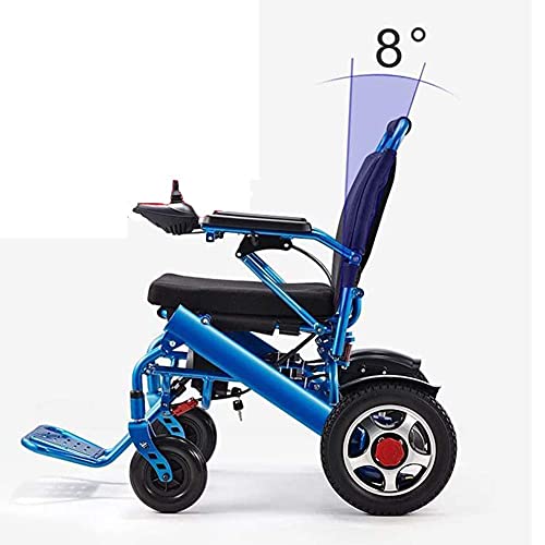 BSJZ Silla de Ruedas eléctrica, Ligera, Plegable, portátil, Joystick de 360 ​​°, Motor Dual, Ayuda a la Movilidad, Silla de Ruedas, batería de Litio de 13 A (Azul)