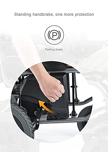 BSJZ Silla de Ruedas eléctrica, Plegable Silla de Ruedas Ligera Silla de Ruedas eléctrica Silla de Ruedas portátil Freno electromagnético Todoterreno Motores duales de ah