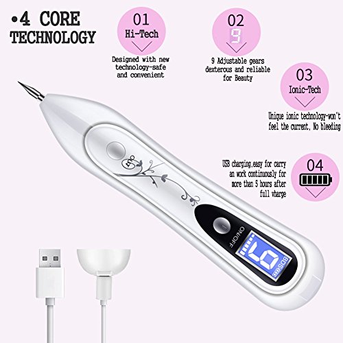 BUDDYGO Manchas Cara Eliminación, Spot Eraser Pro, Skin Tag Mole Remover Pen Intensidad de 9 Niveles para Cara y Cuerpo (Verrugas, Manchas, Mole, Pecas, Tatuajes) Pluma de Pecas con Led Luz