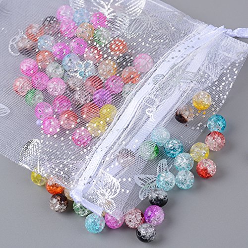 BUONDAC 100pcs Bolsas Bolsitas Organza Blancas Mariposas 9x12 cm Saquitos Arroz Regalo Joyas Caramelo Dulces Recuerdo Favores Detalles para Boda Fiesta Navidad Bautizo con Cintas