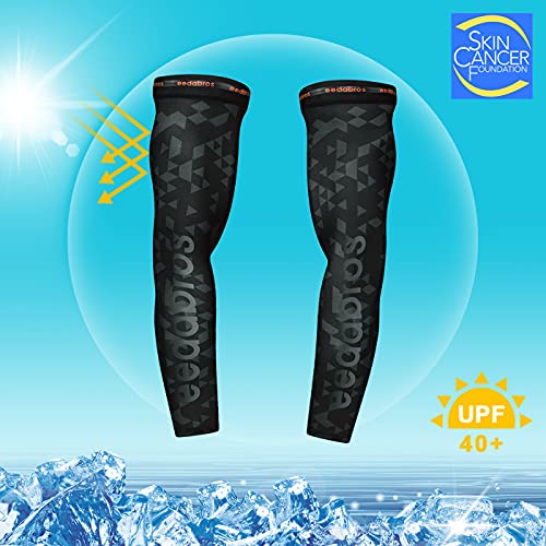 Bwiv Manguitos de Ciclismo para Deportes Anti UV UPF 40＋ en Forma de Panal Maguitos de Running Resfrescantes Actividades al Aire Libre 1 Par (Negro geométrico, M)