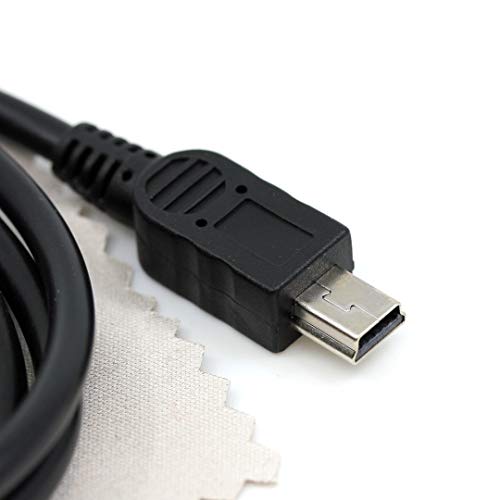 Cable de datos USB compatible con JVC GZ-MG27, GZ-MG30, GZ-MG31, GZ-MG335H, GZ-MG335W, GZ-MG35US, GZ-MG36, GZ-MG37, GZ-MG40 videocámara, mini USB, 1 m, con paño de limpieza de pantalla Mungoo