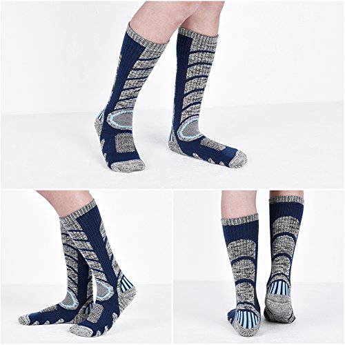 Calcetines Compresión para Mujer Hombre - Mallas Largo Algodon Tela Colores Medias Elástico Todos 3 Pares Lana Fitness Sport Socks para Trekking Correr Bicicleta Moto Futbol Hunter Frio Esqui Nieve